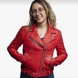 Whet Blu 100% leather moto  jacket.SIZE 5X.New No Tag.Missing Belt.pit To Pit27"